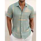 Geometric Plaid Button Shirt - ATSProducts