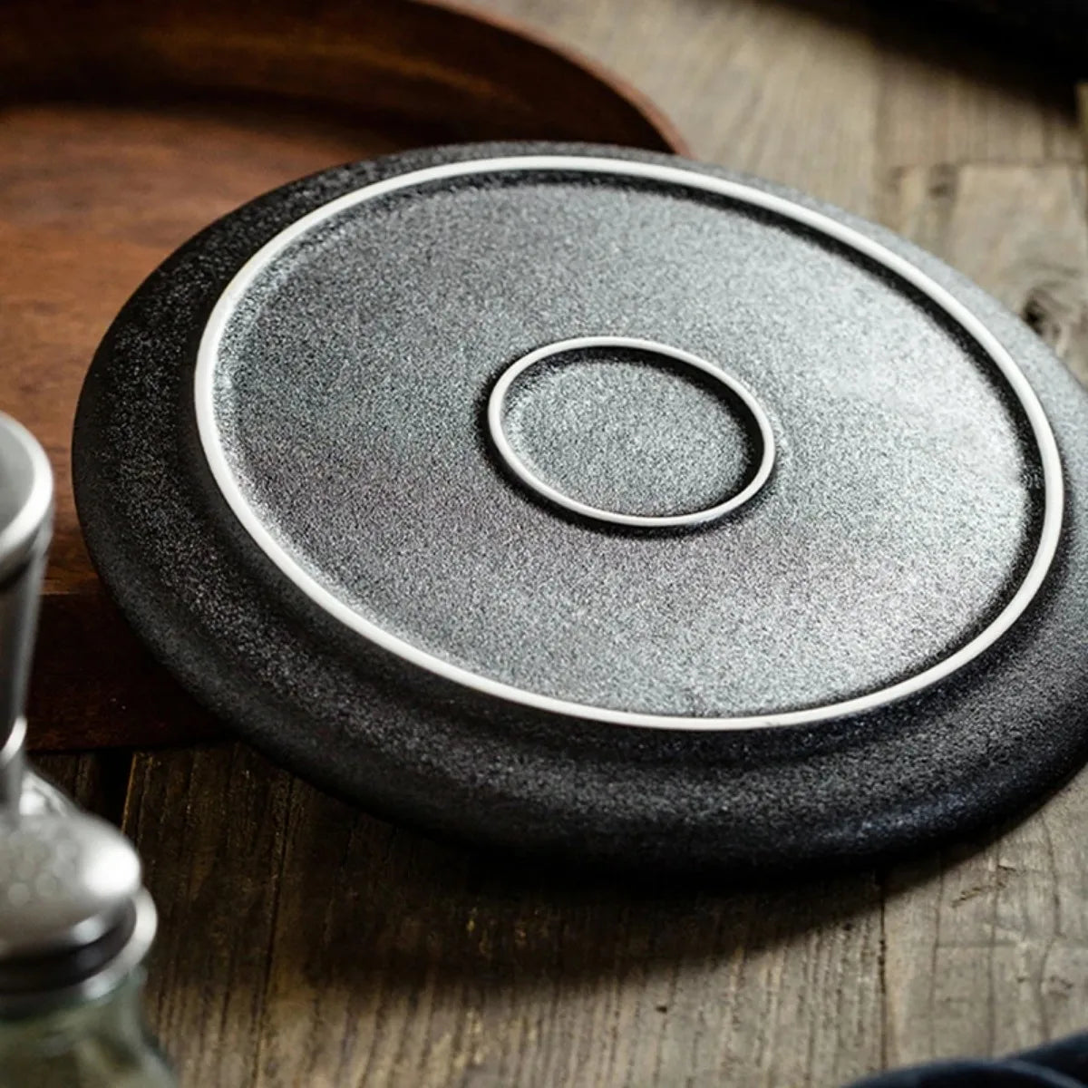 Ceramics Plate Set Home Black Plates Dishes Japanese Style Dinnerware Set Kitchen Decoration Steak Western Food Breakfast Plates - ATSProducts