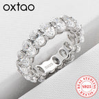 OXTAO Certified 6x4mm Radiant Cut Eternity Engagement Ring - ATSProducts