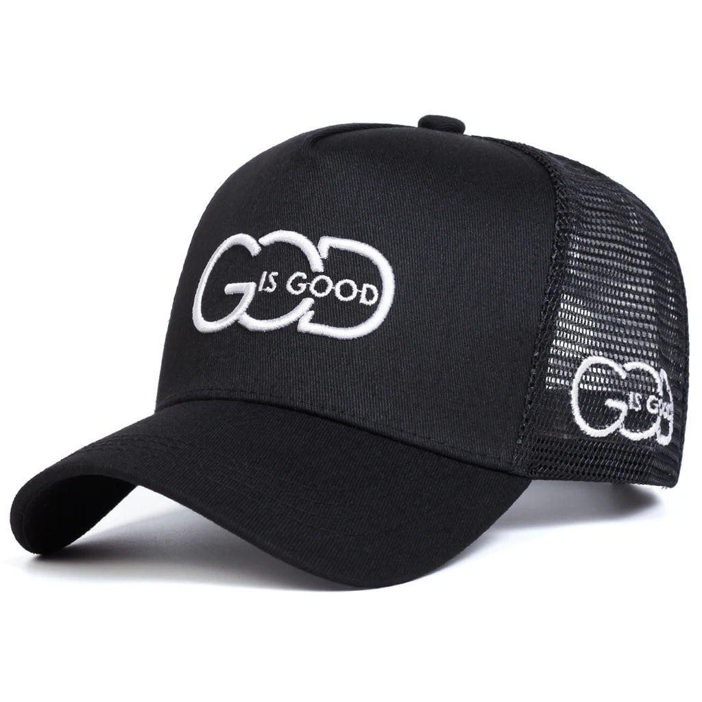 GOD IS GOOD Letter Embroidery Trucker Cap - ATSProducts