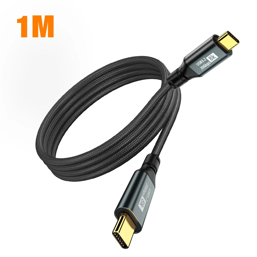 100W Type C to Type C 3.2 PD Fast Charging Cable 8K C-C 20Gbps Data Cable - ATSProducts