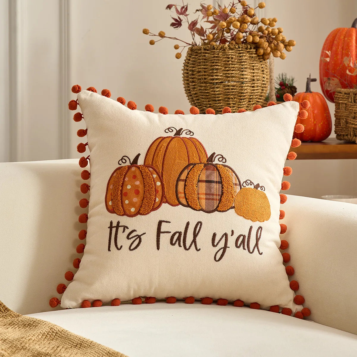 1PC Fall Maple Leaf Pumpkin Pillowcase - ATSProducts