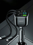 One-in-five Car Charger With Retractable cable, Built-In Retractable Cable