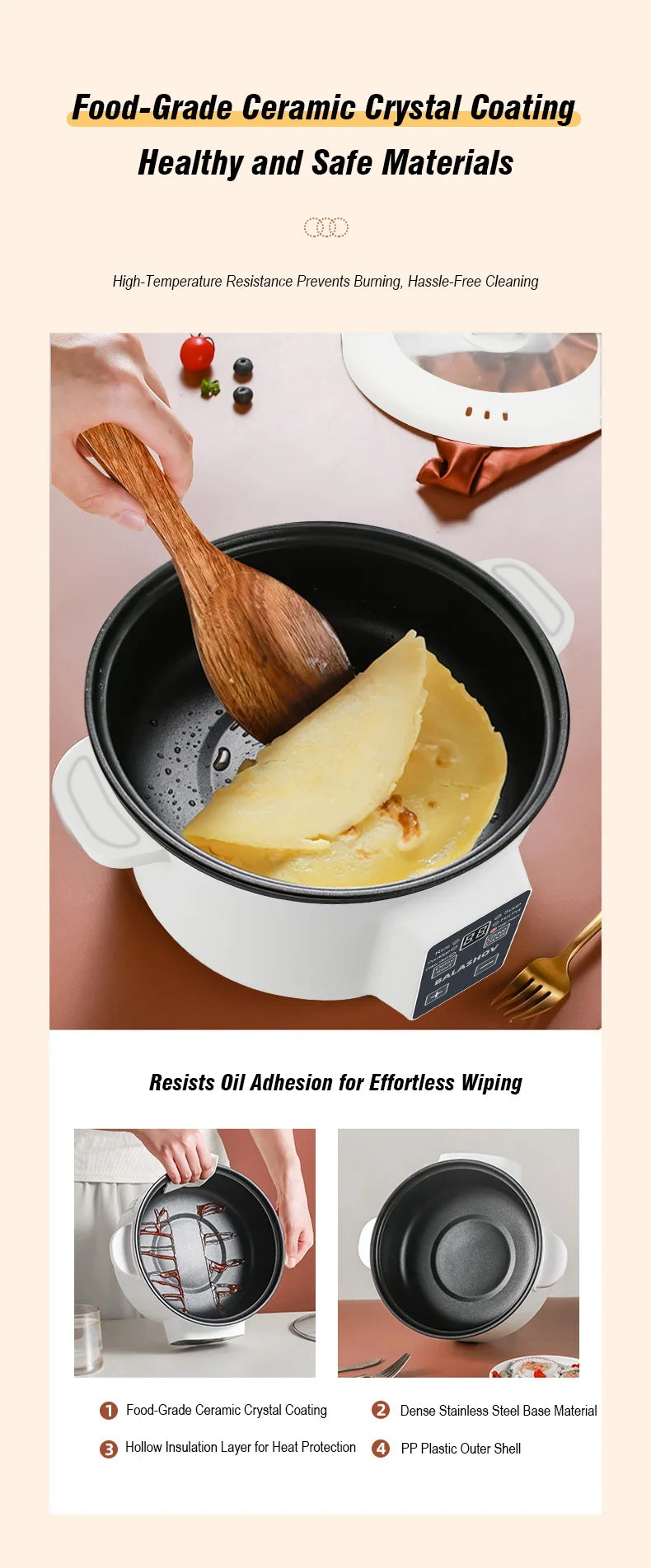 Balashov 220V Portable Electric Non-stick Slow Cooker - ATSProducts