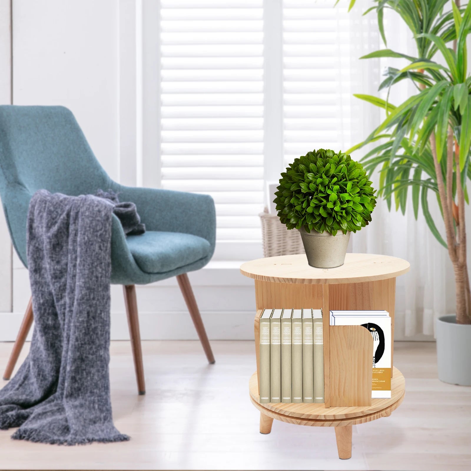 Bookshelf Organizer 360 Rotating Bookcase Storage Shelf Rack - ATSProducts