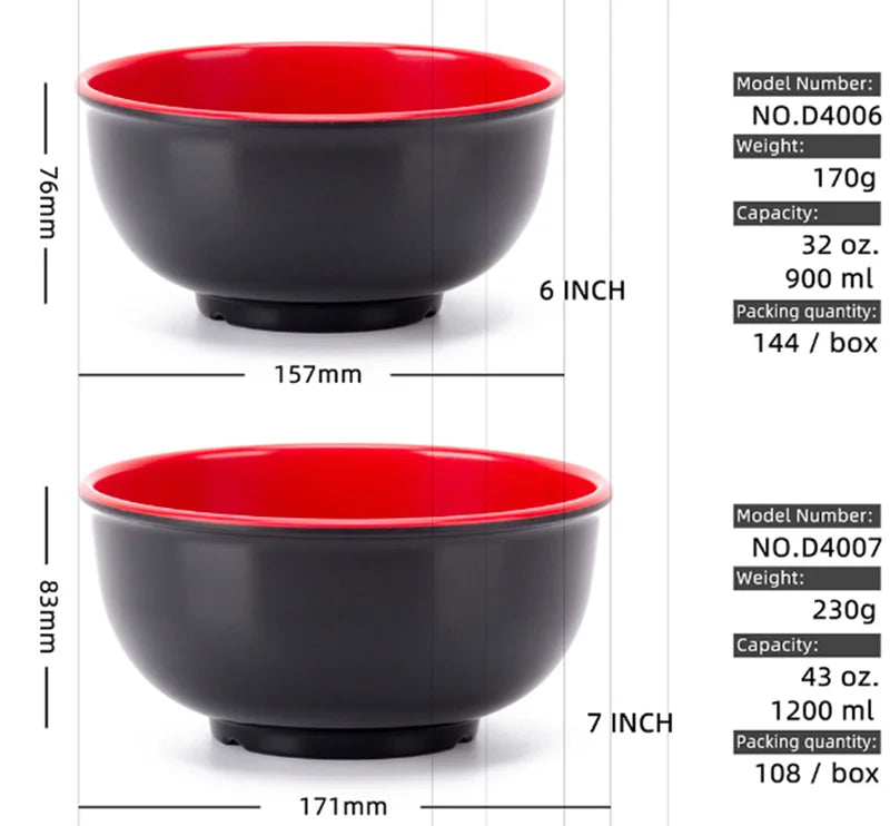 Black Red Melamine Bowls - ATSProducts