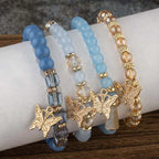 WKOUD 4Pc Butterfly Beaded Bracelet Set - ATSProducts