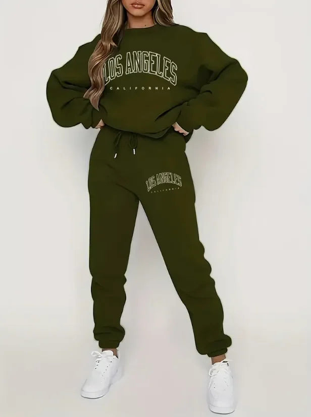 Fleece-Lined LA Sweat Suit 2-Piece Set - ATSProducts