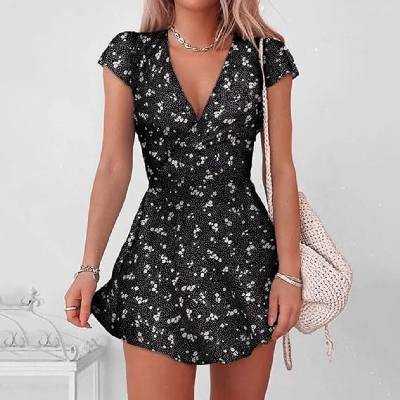 Mini Short Sleeved Floral Dress