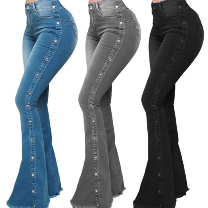 Women's High Waist Studded Jeans - ATSProducts