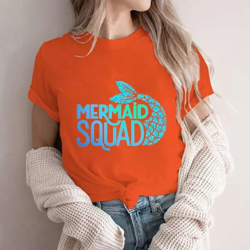 Mermaid Squad Print T-Shirts - ATSProducts