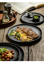Ceramics Plate Set Home Black Plates Dishes Japanese Style Dinnerware Set Kitchen Decoration Steak Western Food Breakfast Plates - ATSProducts