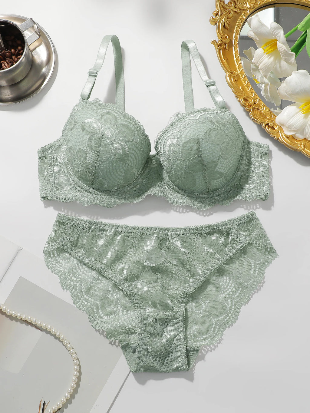2 Pcs Floral Bra & Panties Set - ATSProducts