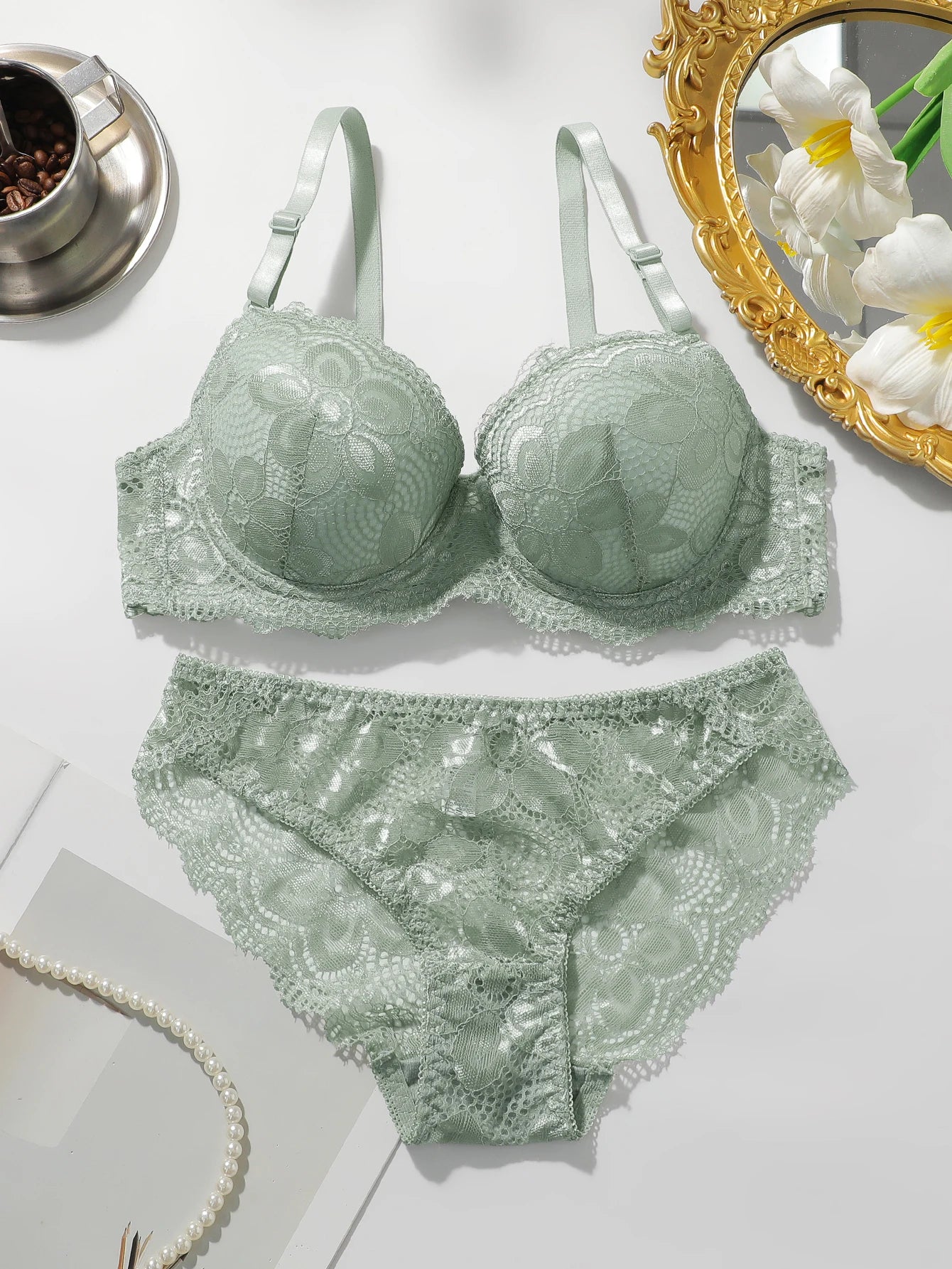 2 Pcs Floral Bra & Panties Set - ATSProducts