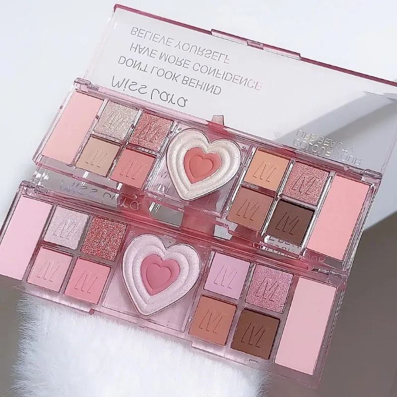 12 Colors Love Heart Pink Eyeshadow Palette - ATSProducts