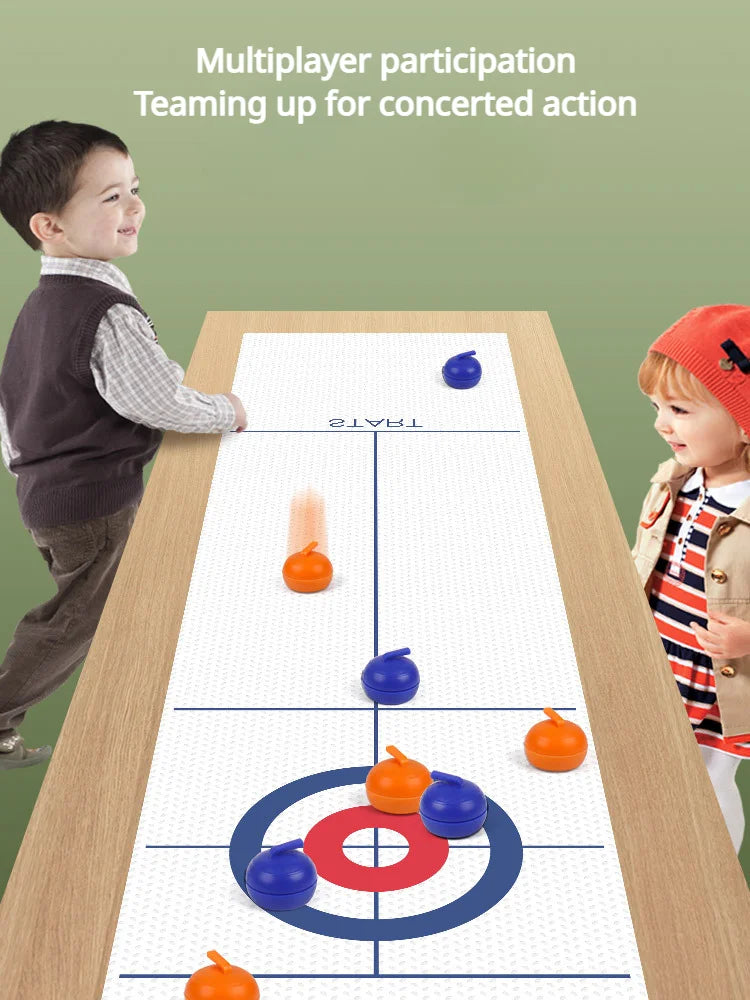 Tabletop Curling Game with 8 Rollers & Shuffleboard Pucks! - ATSProducts