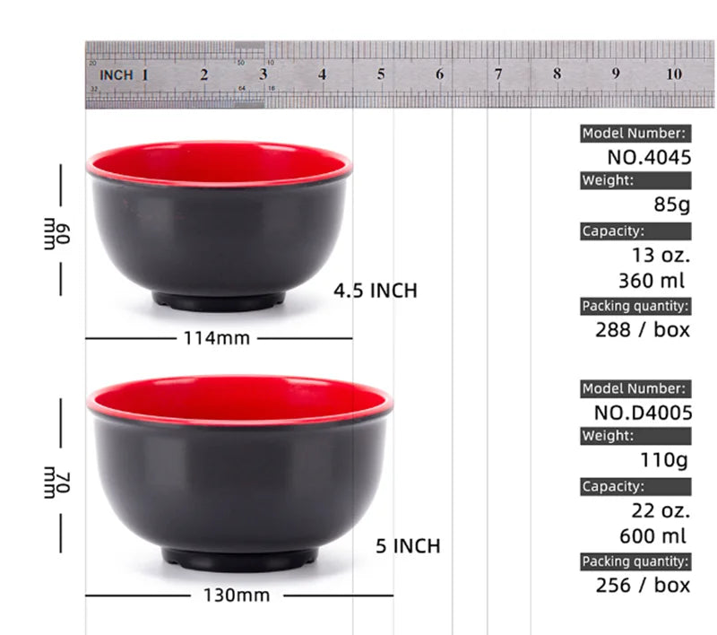 Black Red Melamine Bowls - ATSProducts