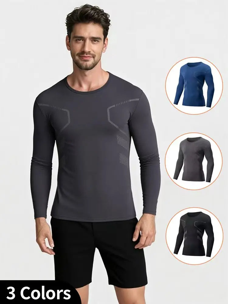 Men's Printed Warm Sports Fitness Long Sleeved T-shirt - ATSProducts