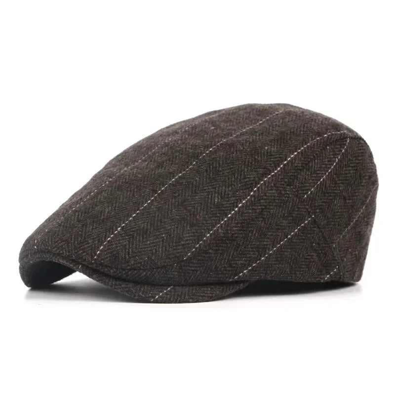 Vintage British Herringbone Tweed Beret - ATSProducts