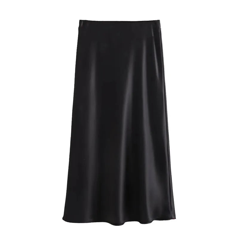 Mujer High-Waist Long Satin Skirt - ATSProducts