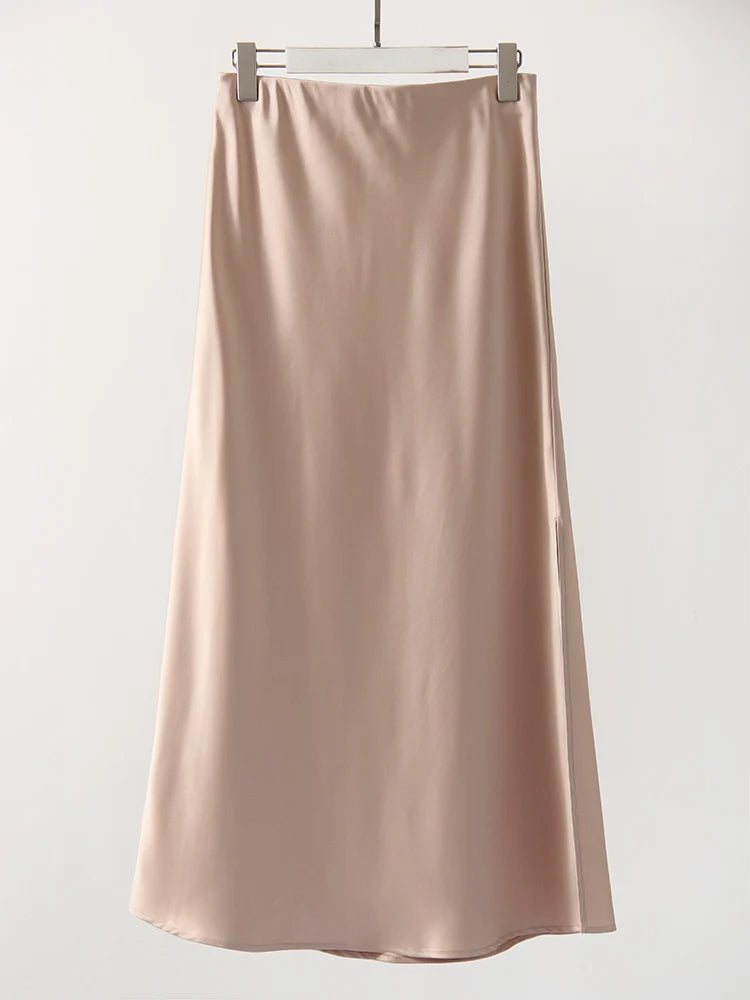 MiuKoMiYa Long Satin Skirt - ATSProducts