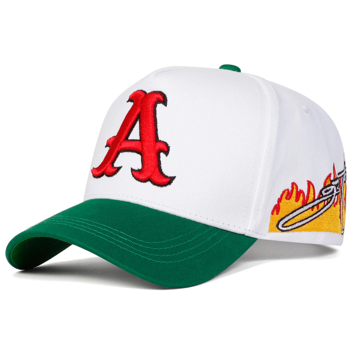 A Letter Embroidered Side Flame Baseball Caps - ATSProducts