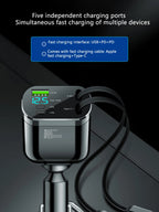 One-in-five Car Charger With Retractable cable, Built-In Retractable Cable