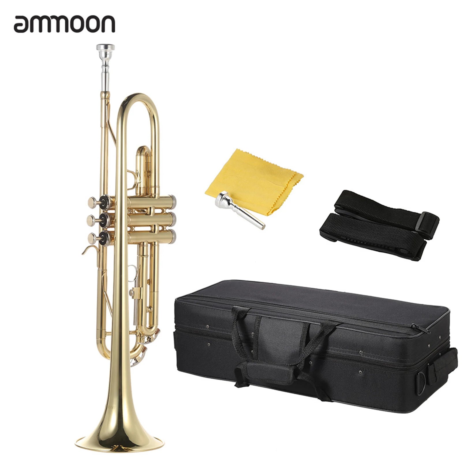 Trumpet With Mouthpiece Gloves  & Strap Case - ATSProducts