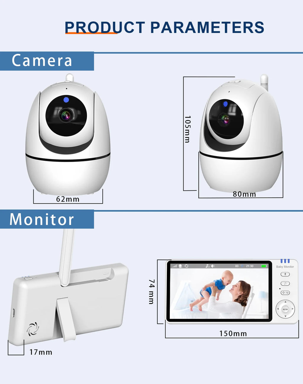 Eye4U 5 Inch Video Baby Monitor With Camera