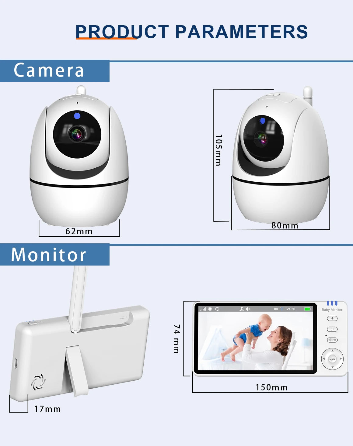 Eye4U 5 Inch Video Baby Monitor With Camera
