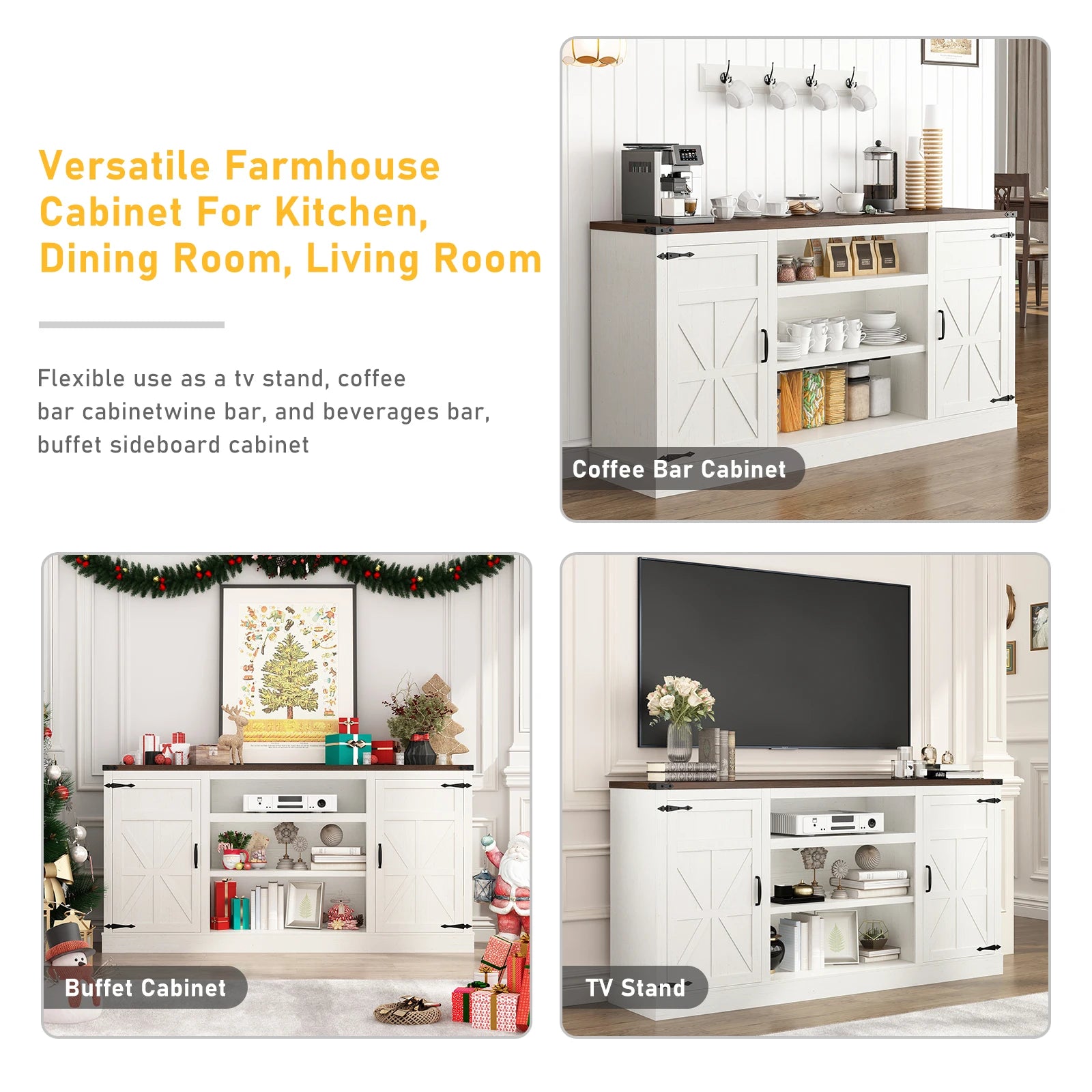 66" Farmhouse TV Stand for 65/75 Inch - ATSProducts