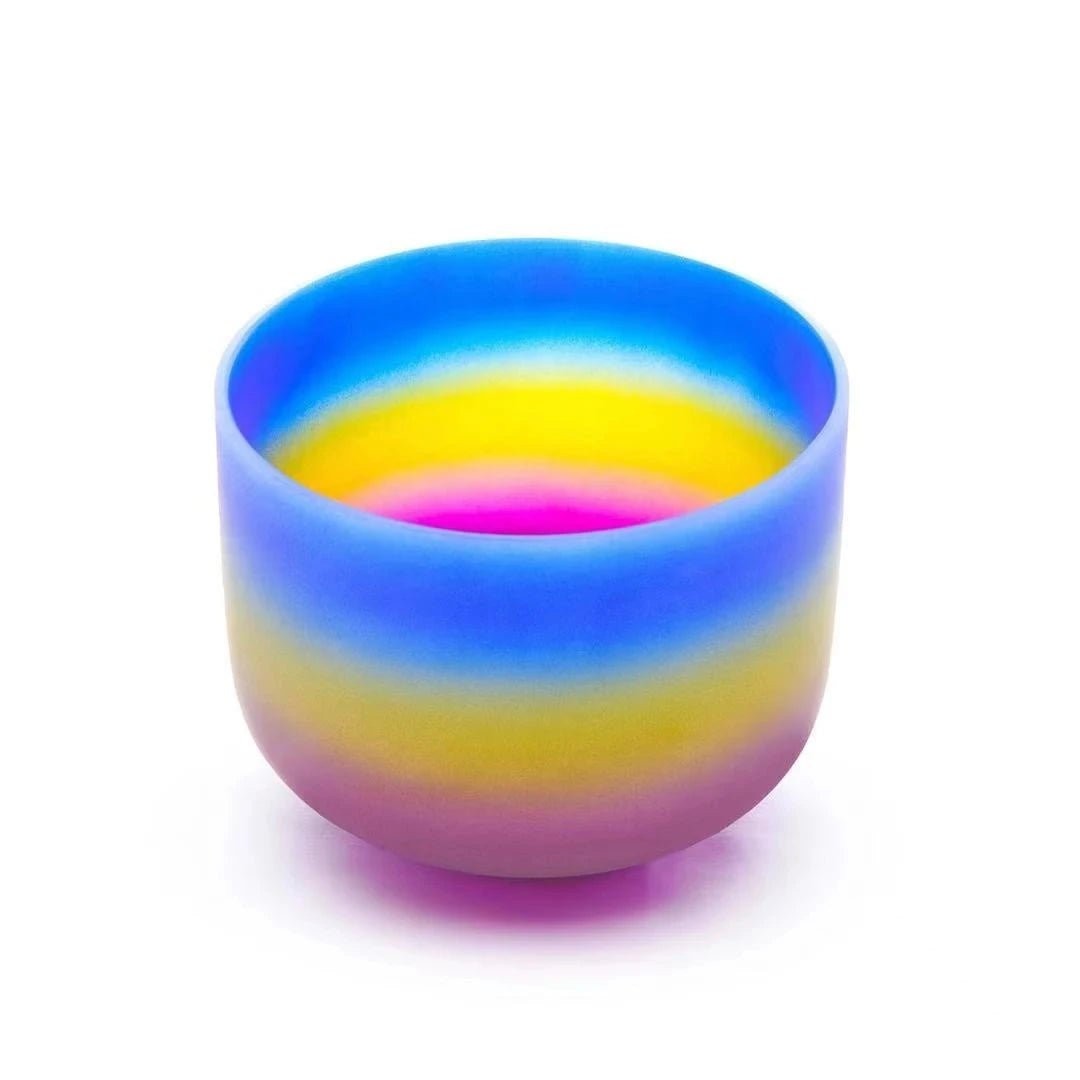 Rainbow Quartz Chakra Bowl for Yoga Meditation 8 inch A Note Third Eye Chakra - ATSProducts