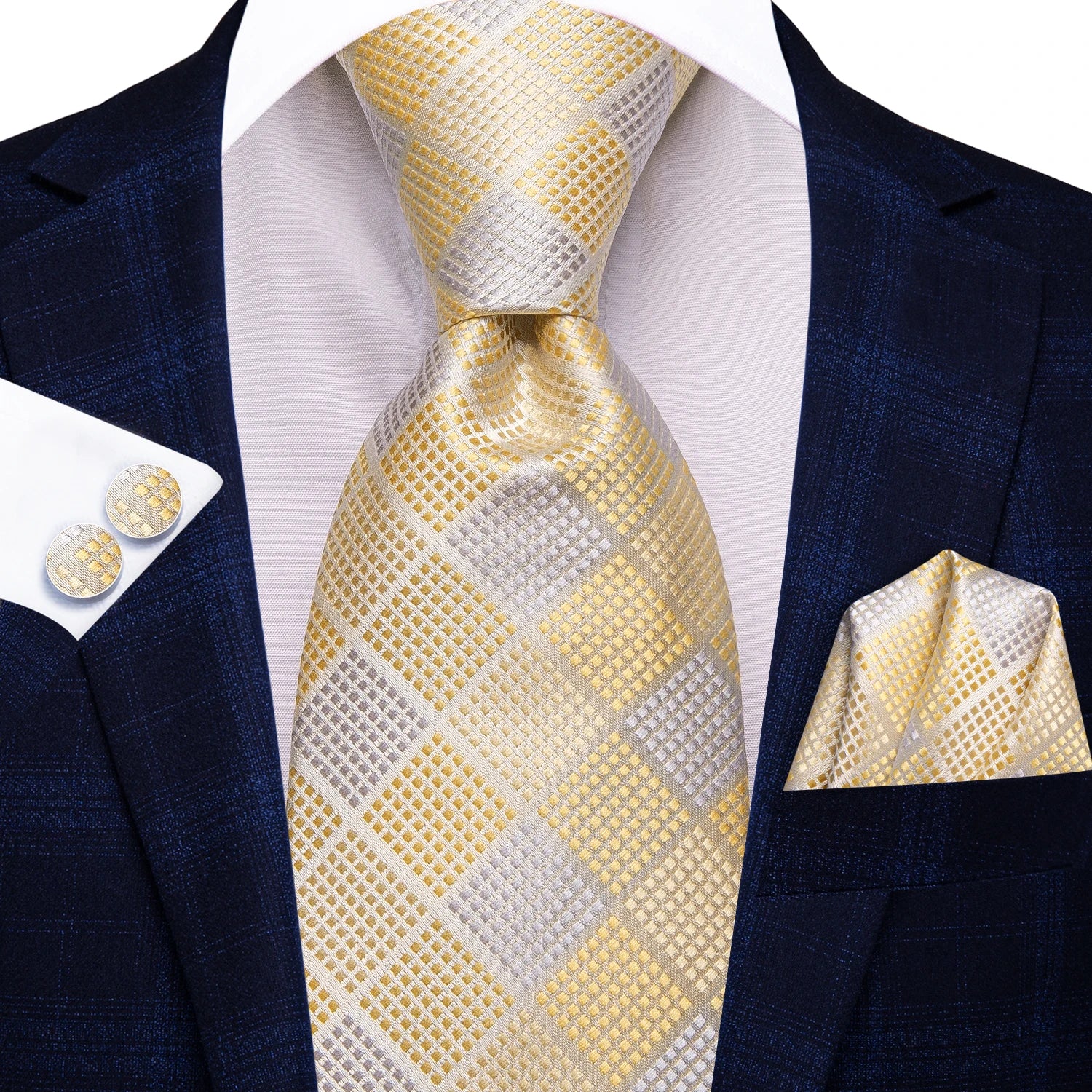 Hi-Tie Floral Champagne Ivory Mens Elegant Necktie - ATSProducts