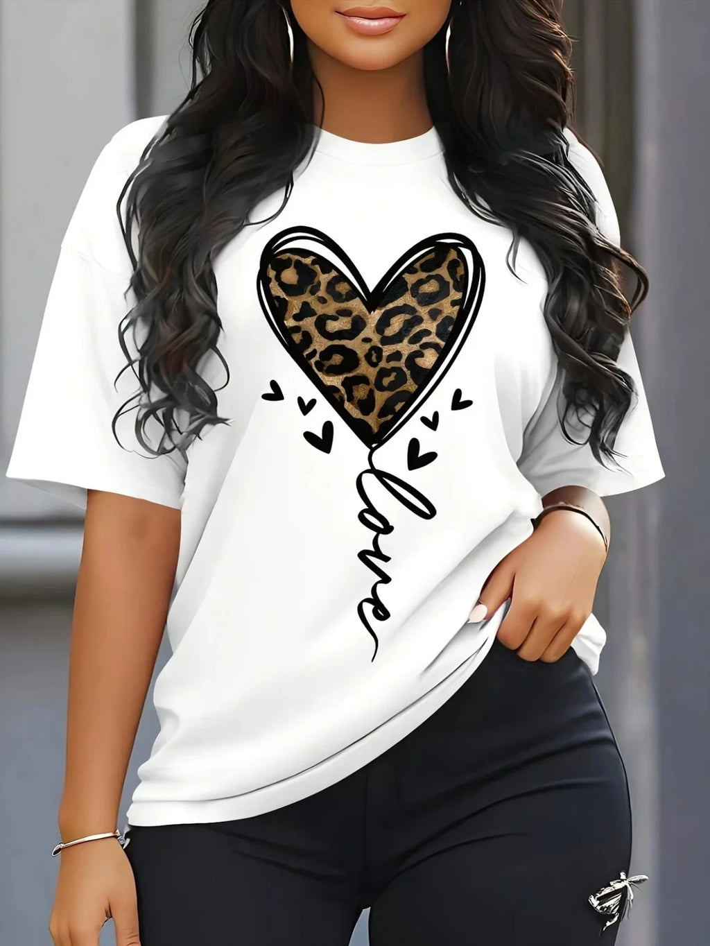 Leopard Print Love Heart T-Shirt - ATSProducts