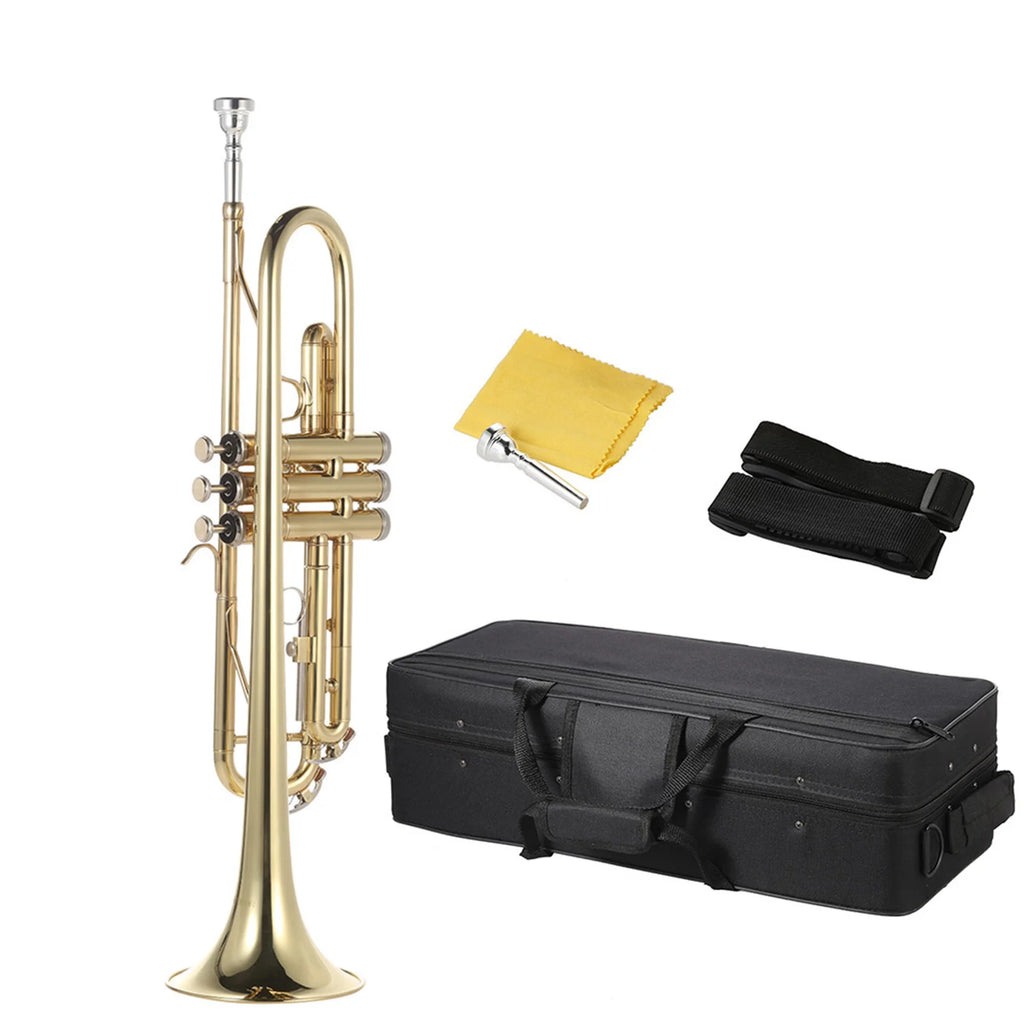 Trumpet With Mouthpiece Gloves  & Strap Case - ATSProducts