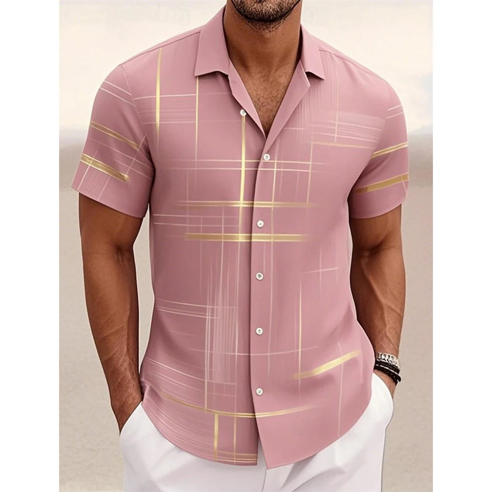 Geometric Plaid Button Shirt - ATSProducts