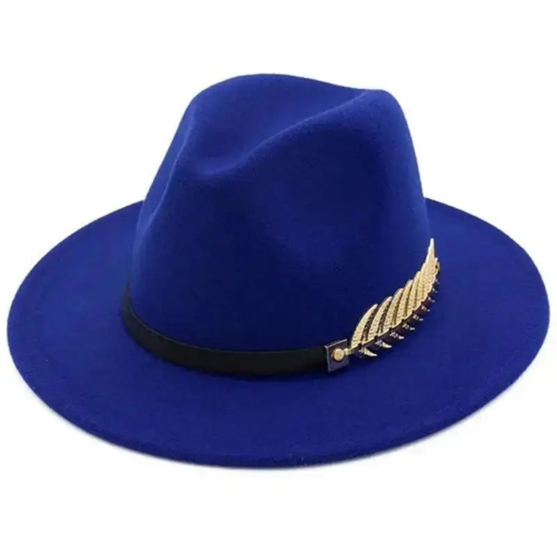 Wool Fedora With Golden Feather Accent - ATSProducts