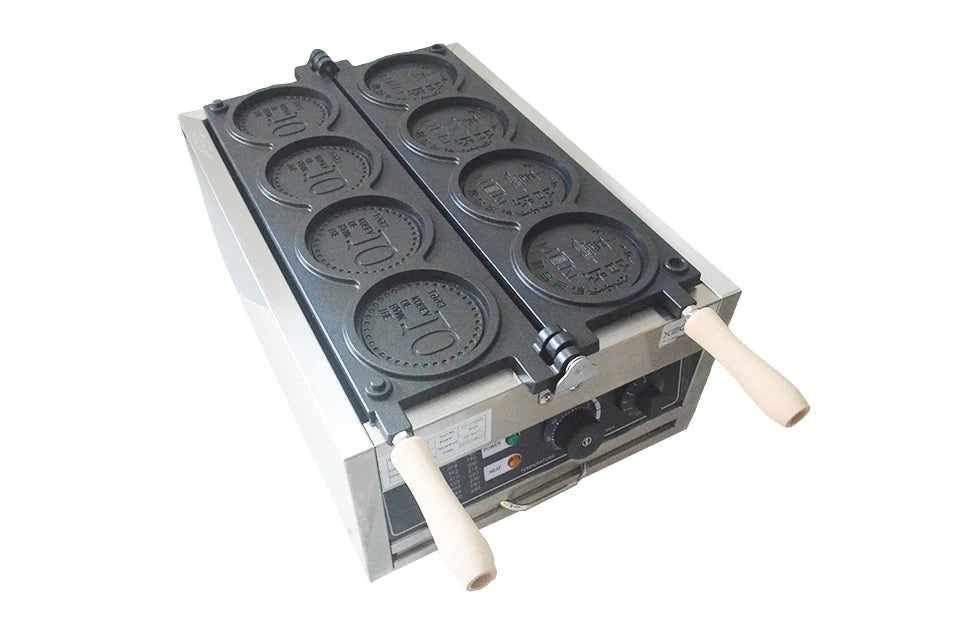 XEOLEO Commerical 4PCS Korean Coin Waffle Maker 3000W Non-stick Coating - ATSProducts