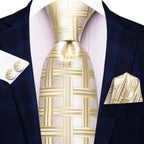 Hi-Tie Floral Champagne Ivory Mens Elegant Necktie - ATSProducts