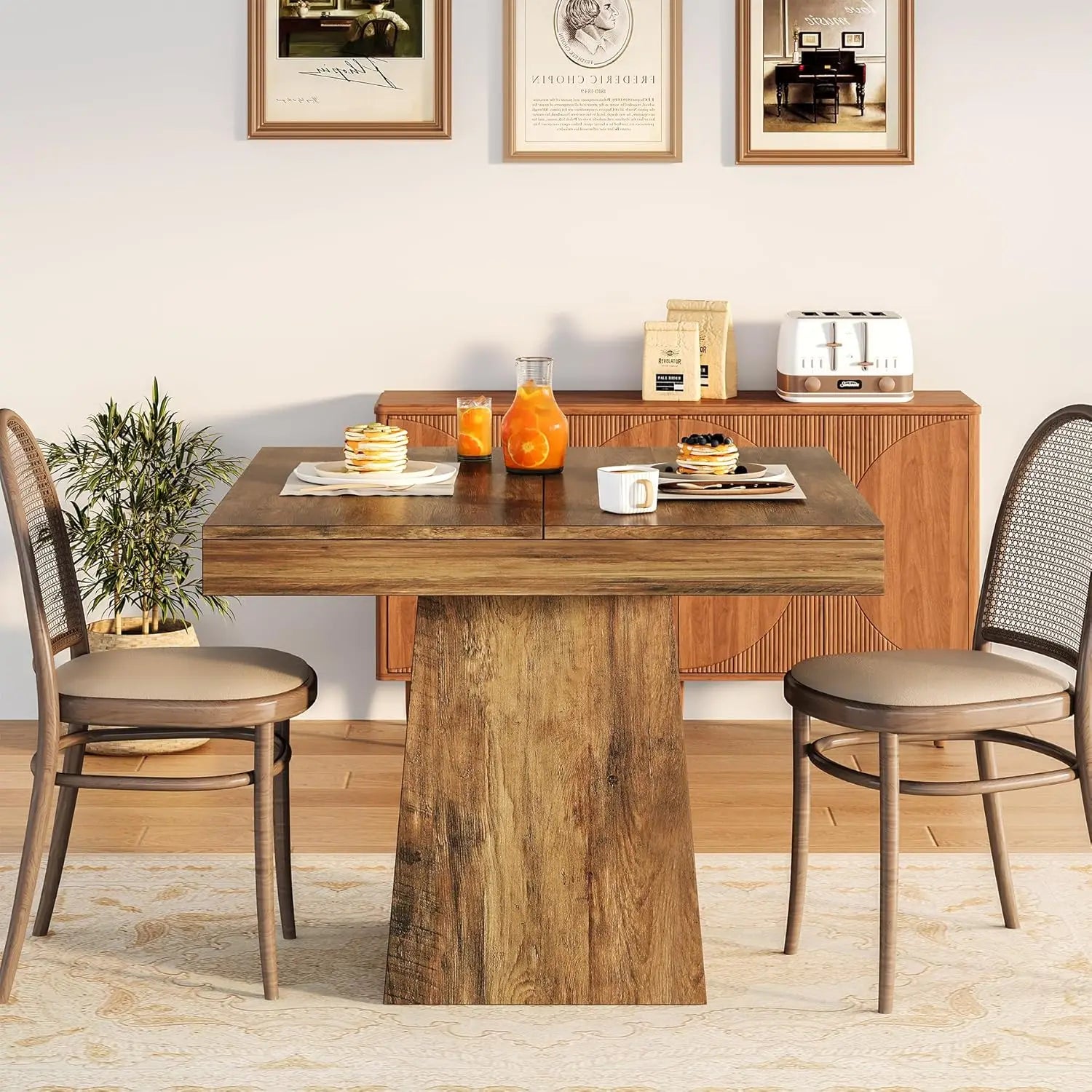 Tribesigns Square Dining Table for 4, 31.5-Inch With Sturdy Pedestal Base - ATSProducts