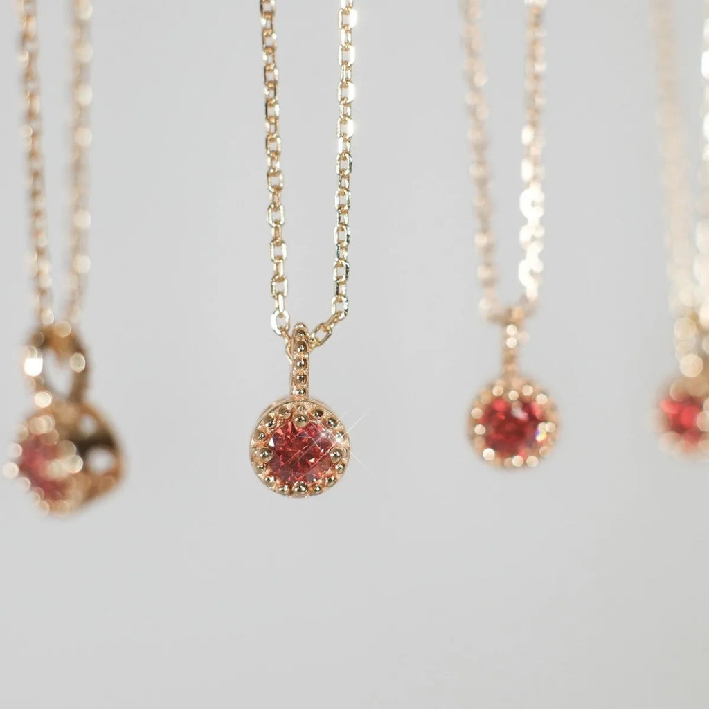 18K Gold Red Zircon Pendant Necklace - ATSProducts