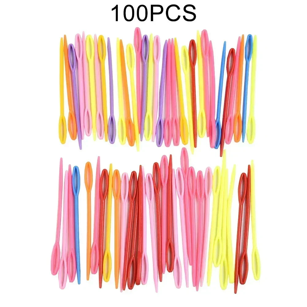 Vibratite 100PCS Mixed Color 5.5-15cm Plastic Knitting Needles - ATSProducts