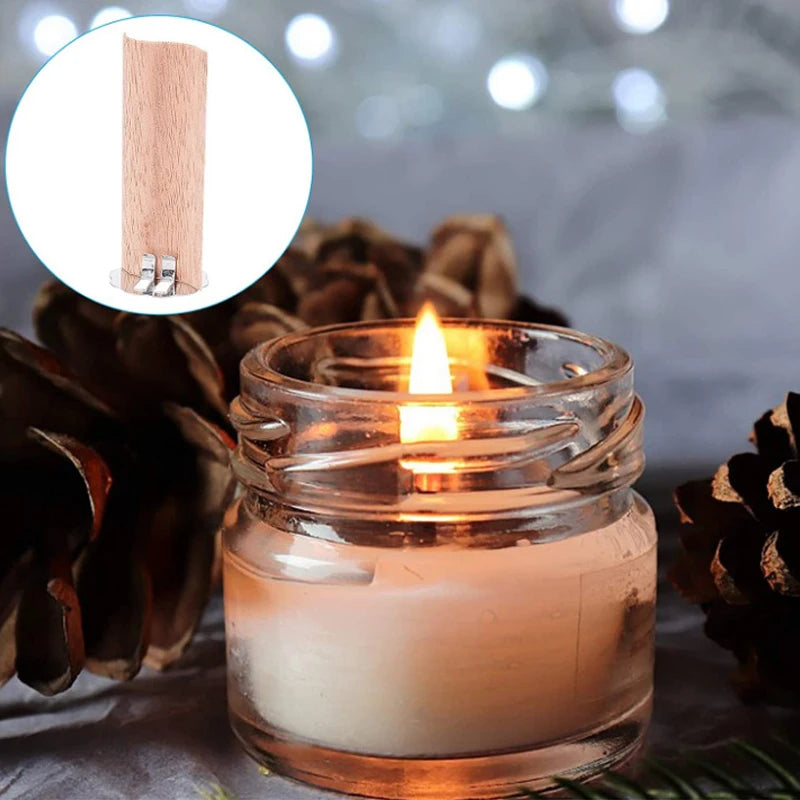 10pcs Natural Wooden Candle Wick With Holders - ATSProducts