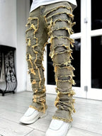 Men's Ripped Straight Leg Skinny Jeans - ATSProducts