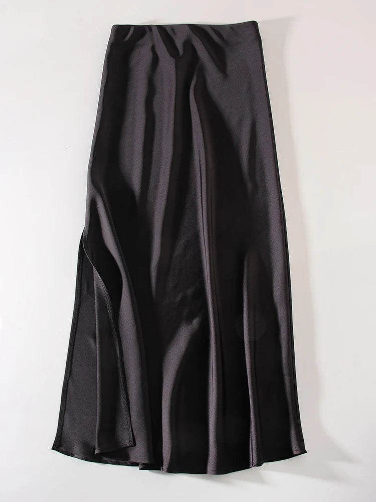 MiuKoMiYa Long Satin Skirt - ATSProducts