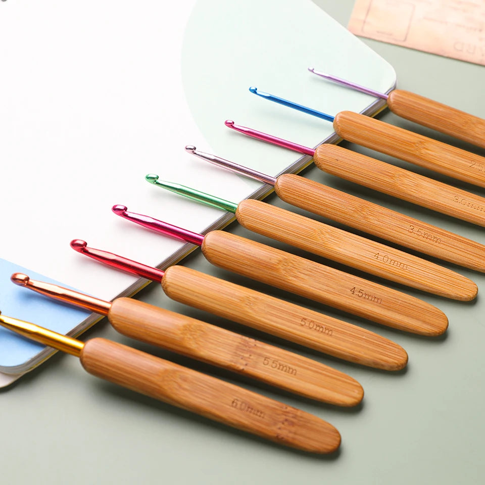 9Pcs Bamboo Crochet Hook Set - ATSProducts