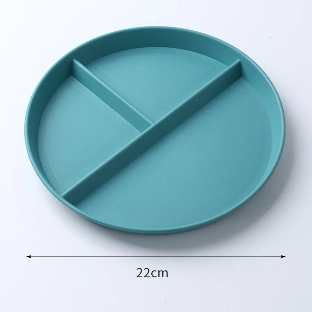 Three-Compartments Divided Plate Eco-Friendly Wheat Straw Reusable Children Dishes Anti-fall Plastic Kitchen Dinnerware Plates - ATSProducts