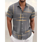 Geometric Plaid Button Shirt - ATSProducts