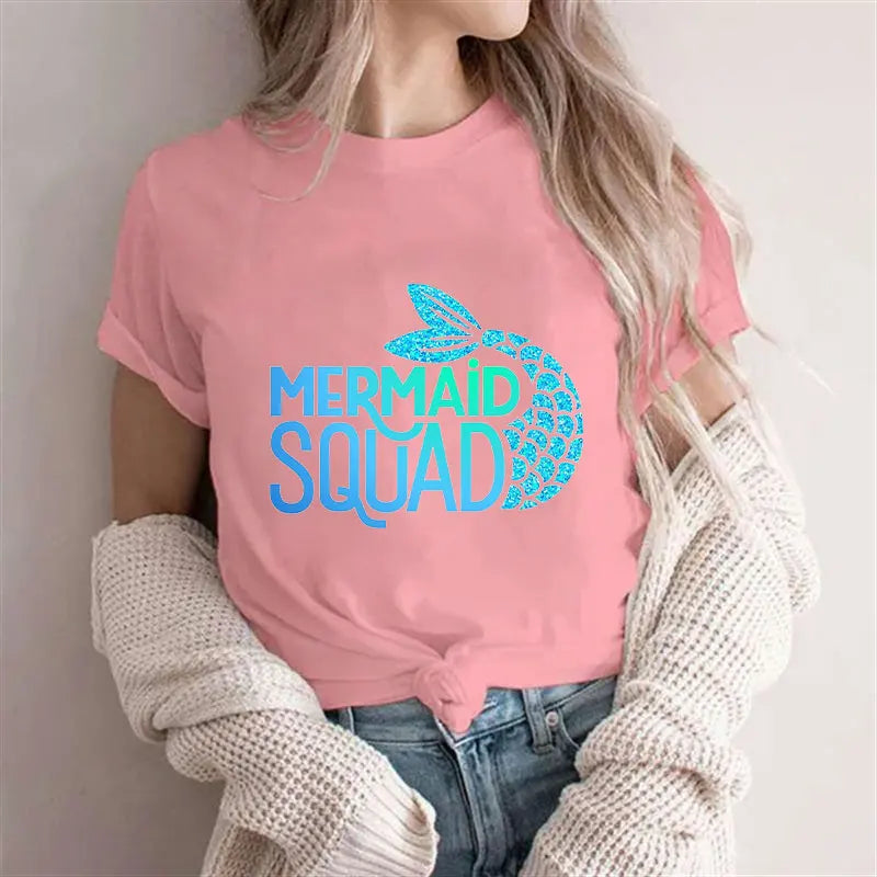 Mermaid Squad Print T-Shirts - ATSProducts