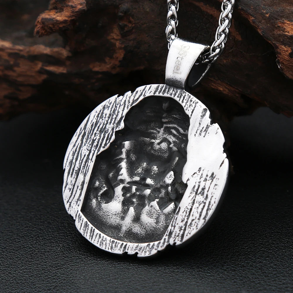 Vintage Christian Jesus Round Pendant Necklace - ATSProducts